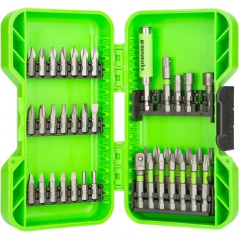 Набор GREENWORKS биты ударные головки торцевые адаптеры держатель магнит-ый 40 предметов Набор GREENWORKS биты ударные головки торцевые адаптеры держатель магнит-ый 40 предметов